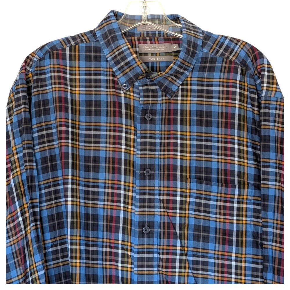 Daniel Cremieux Shirt Mens XL Blue Plaid Button Down‎ Long Sleeve Non-Iron Dress